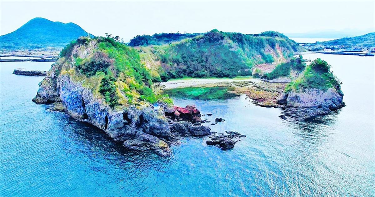 Aerial view of the coast of Himeshima Island