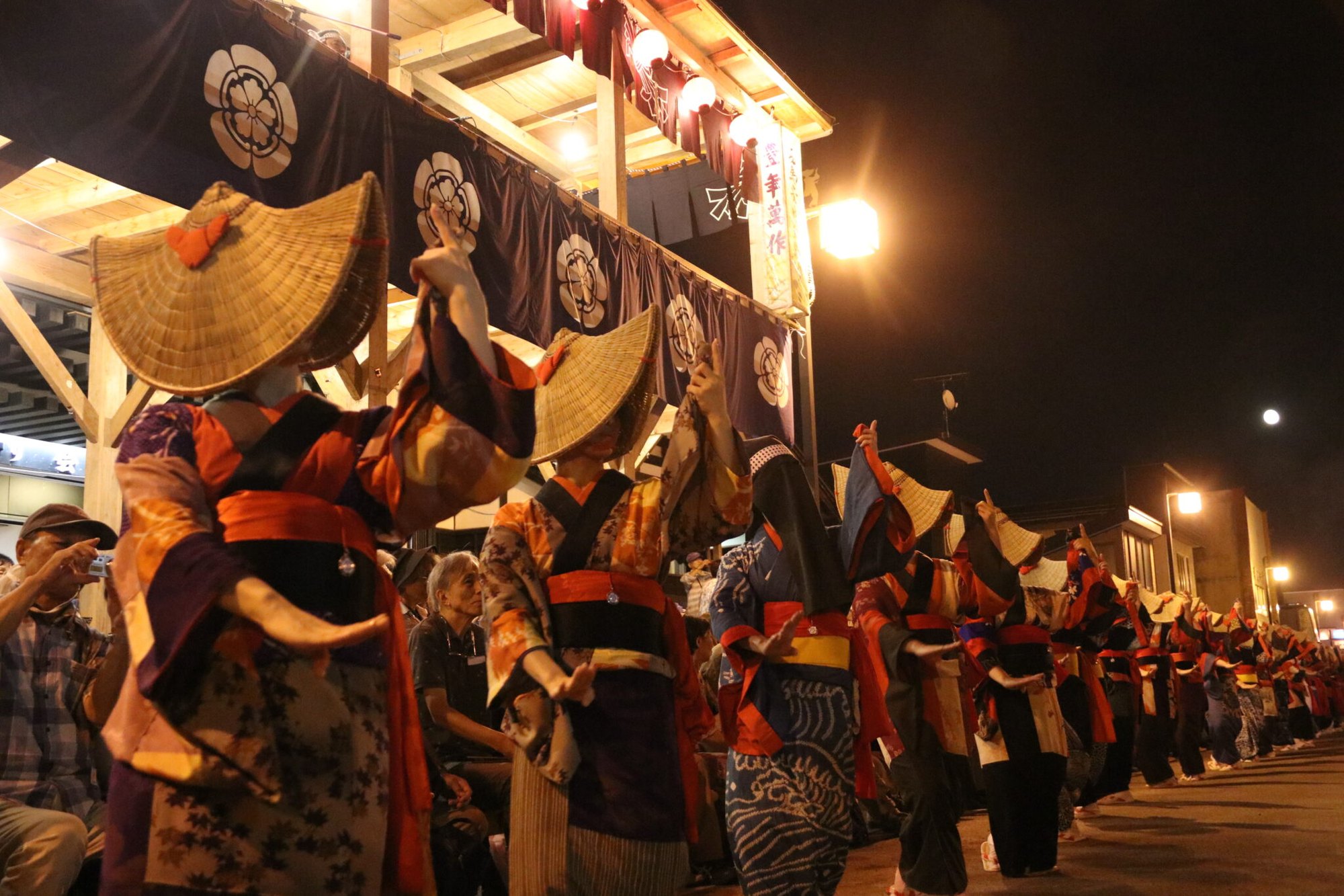 Dancers of the Nishimonai Bon Odori at night, Ugo