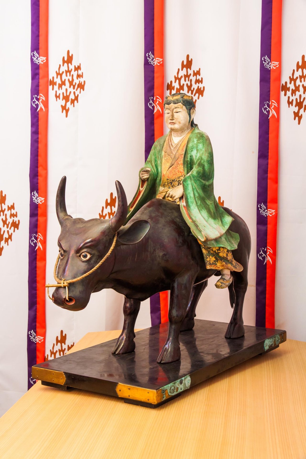 Hachiman Ko-omote Shrine Statue of a Goddess Riding an Ox